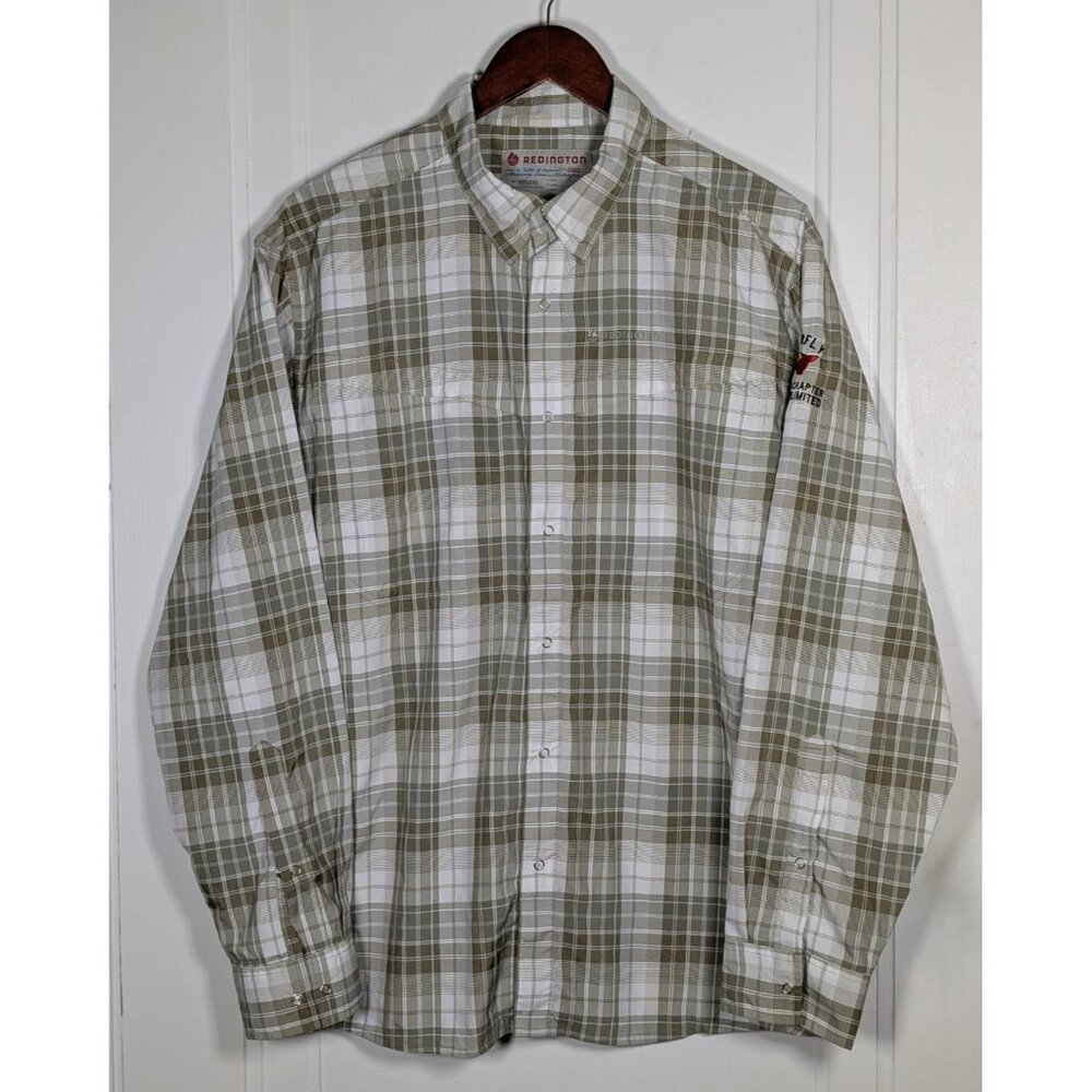 Redington Fly Fishing Long Sleeve Snap Up Plaid Shirt Mens Large Superfly